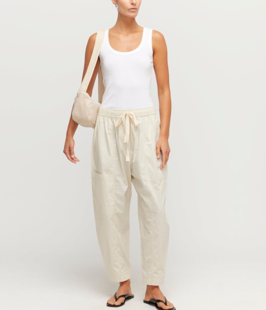 Clothing Lee Mathews | Cotton Poplin Pant In Limestone