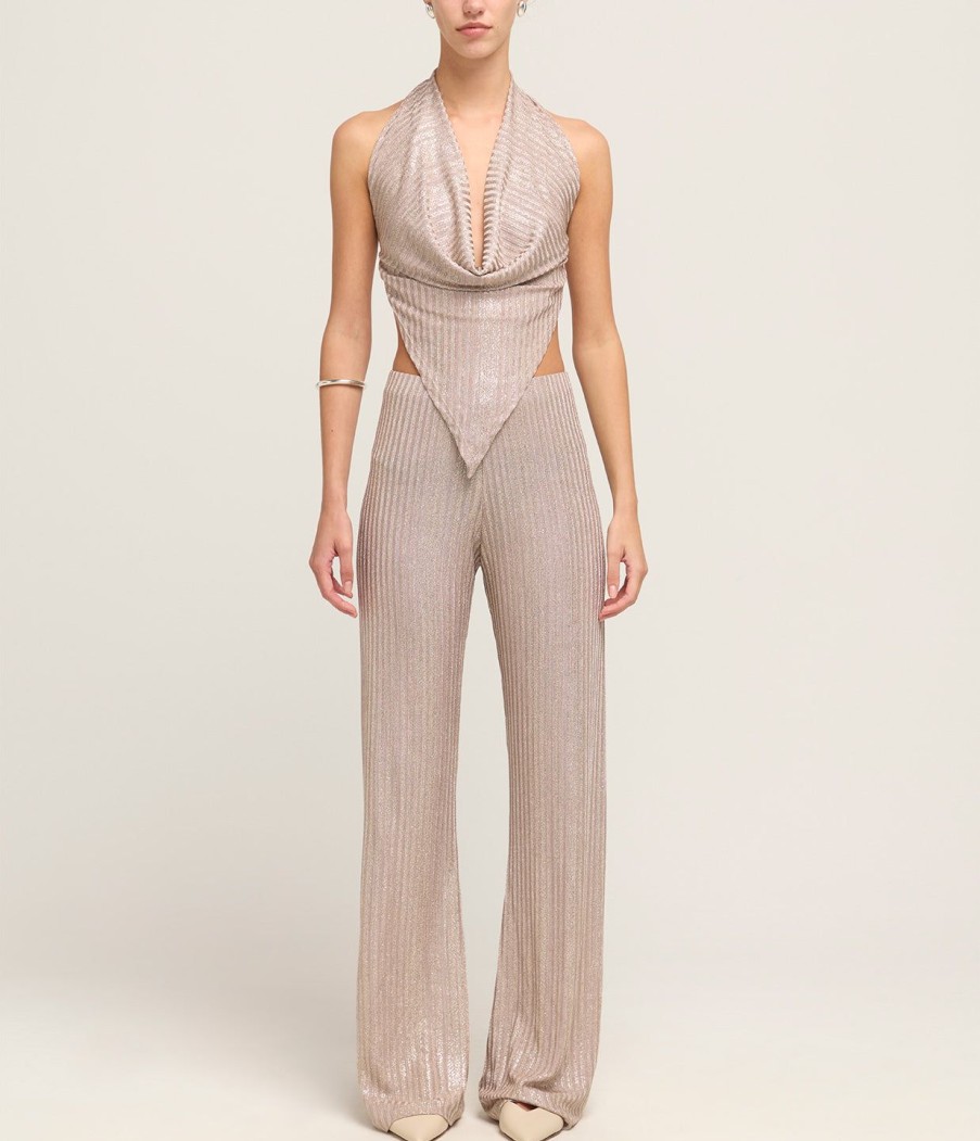 Clothing Aaizel | A-Line Knit Pant In Antique Silver