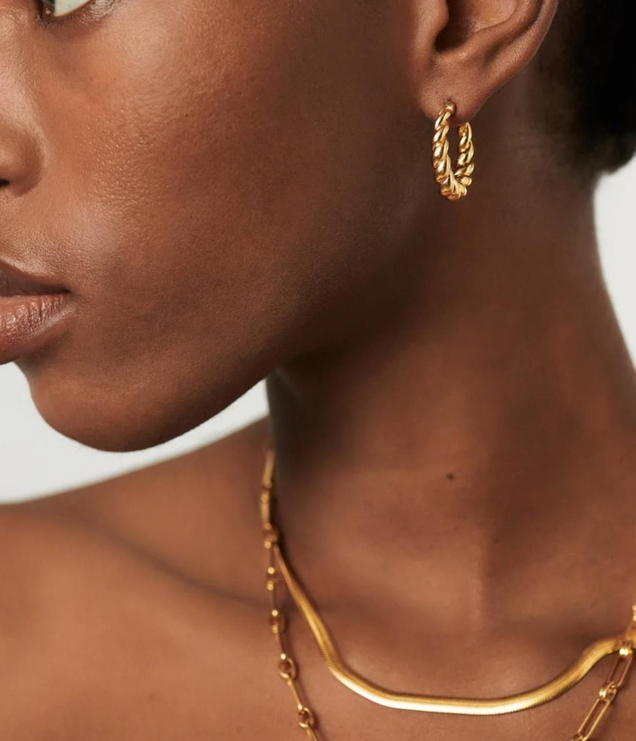 Accessories Missoma | Twisted Tidal Medium Hoop Earrings In Gold