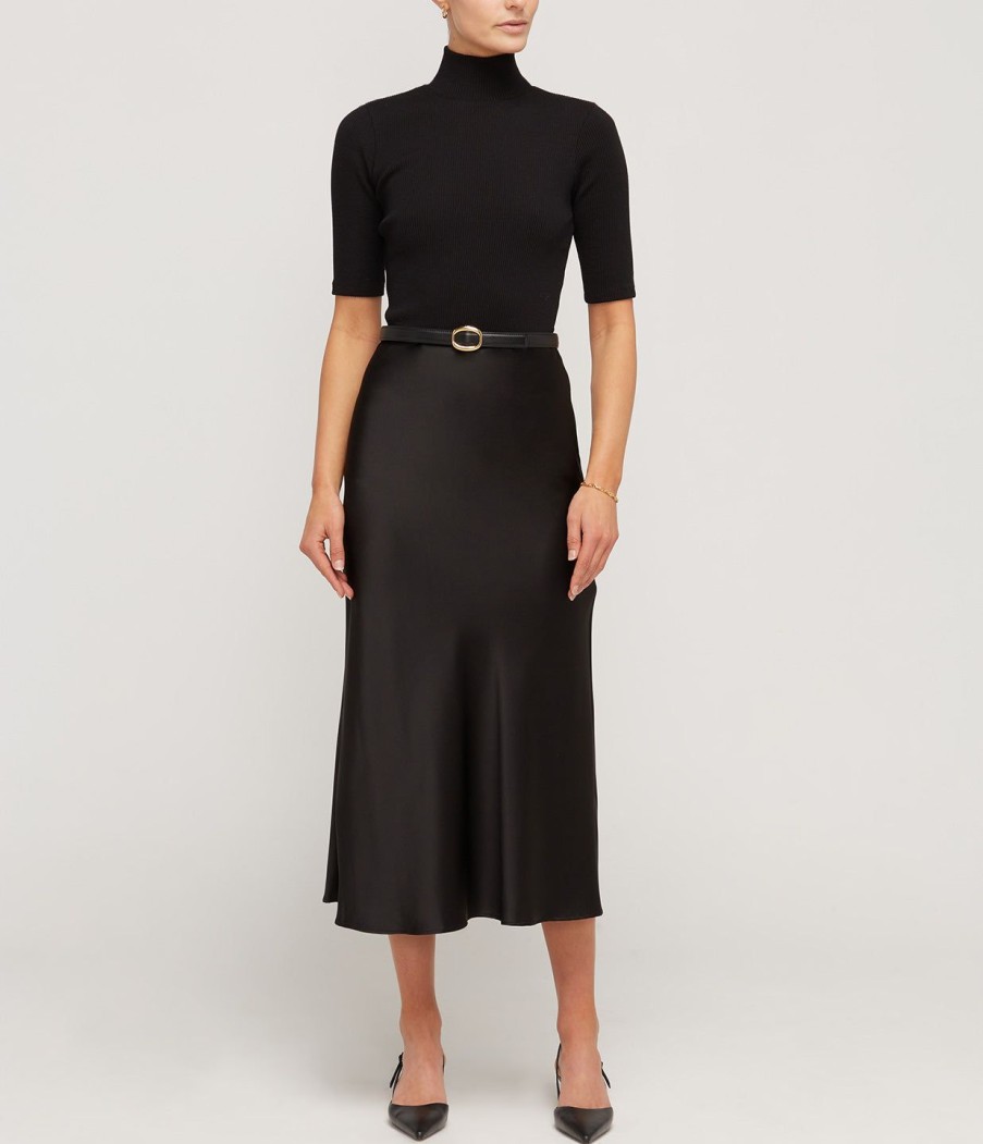 Clothing Refine | Lydia Silk Slip Skirt In Black