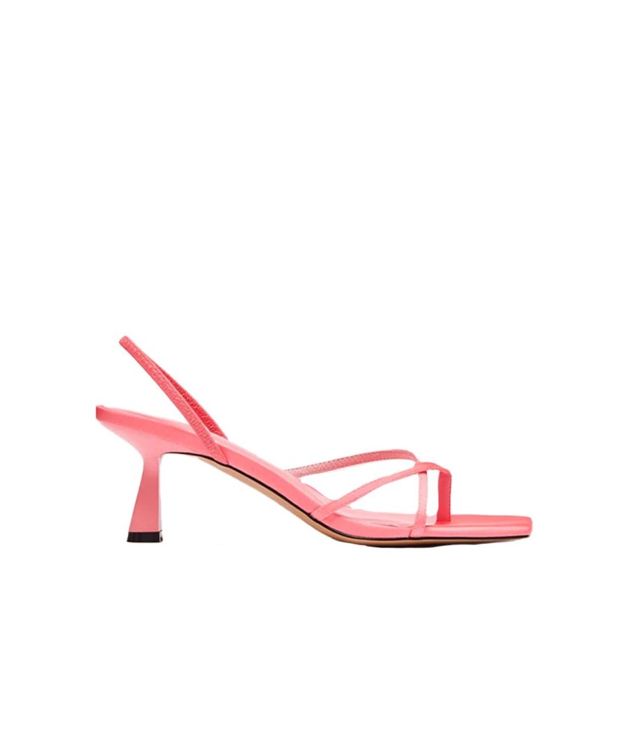 Shoes Nelson Made | Fleur Midi Heel In Watermelon Satin