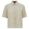 Clothing Theory | Boxy Short Sleeve Shirt In Sand Melange