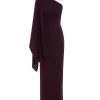 Clothing Solace London | Lillia One Shoulder Woven Crepe Dress In Plum