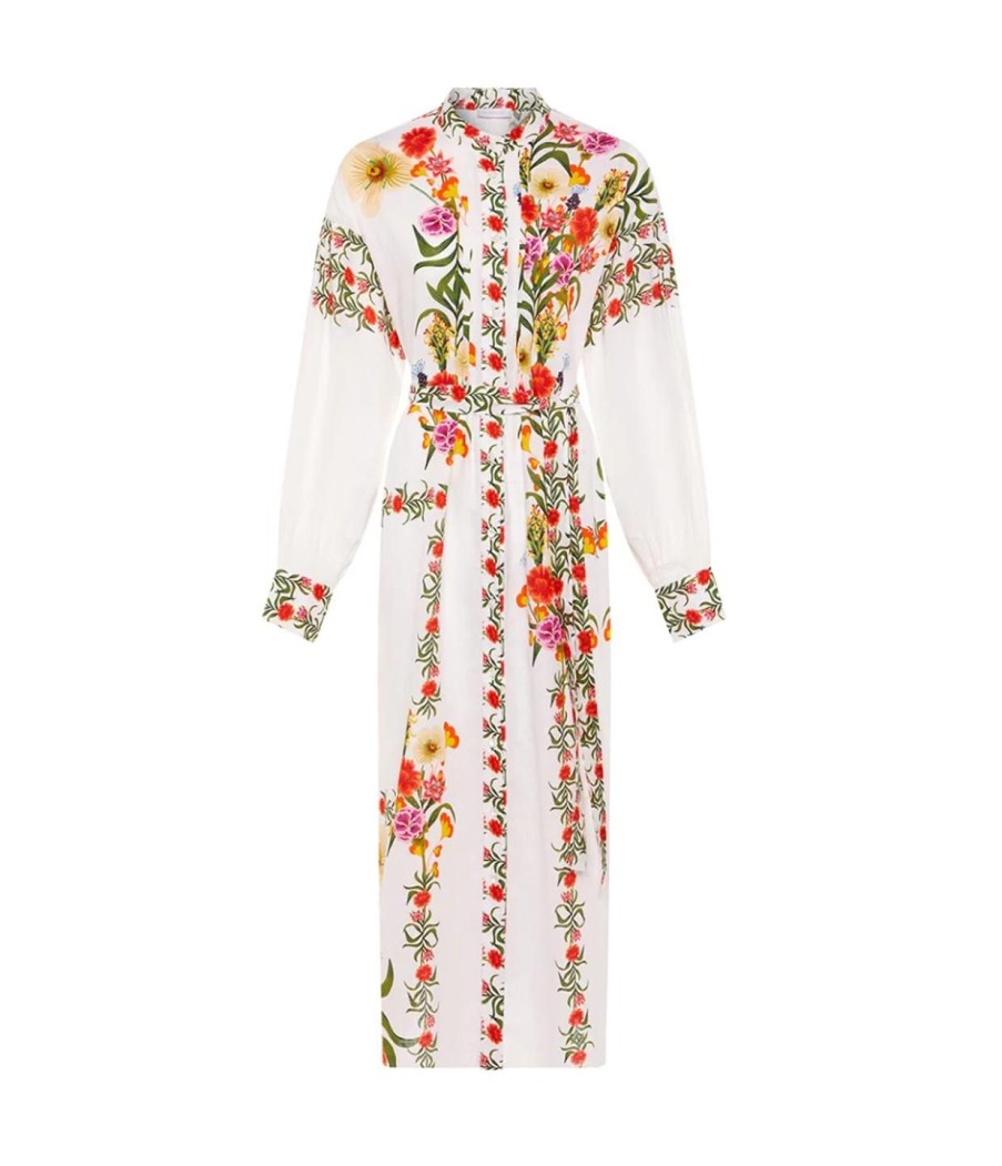 Clothing Borgo De Nor | Camilla Linen Oversized Shirt Dress In Vila Floral