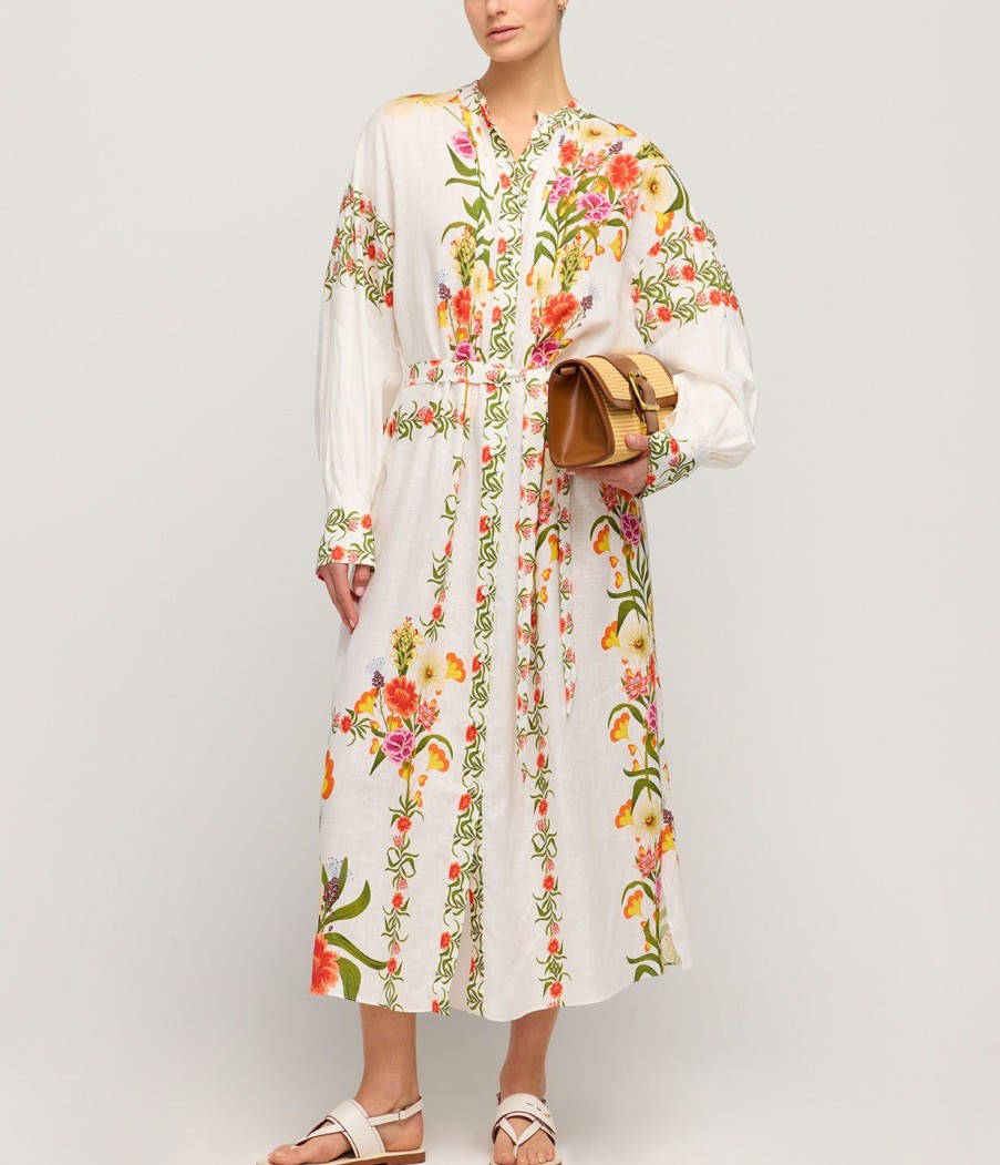 Clothing Borgo De Nor | Camilla Linen Oversized Shirt Dress In Vila Floral