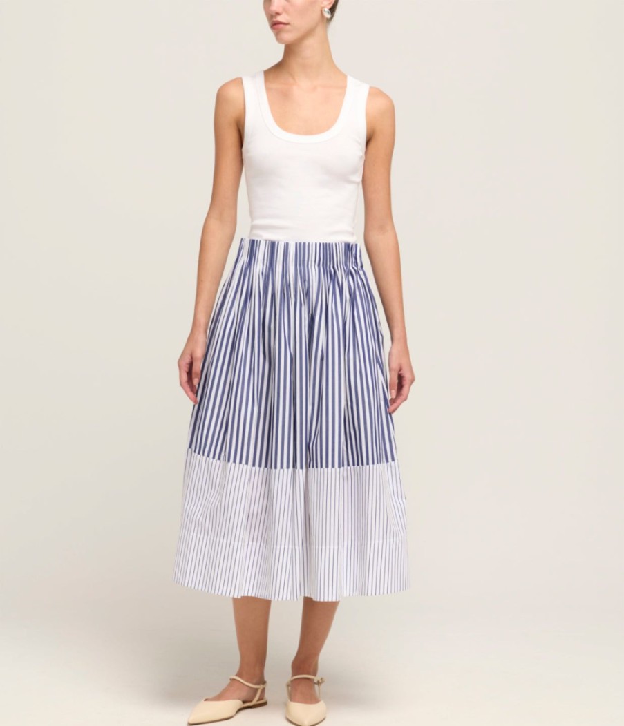 Clothing Lee Mathews | Striped Gigi Skirt In Blue And White