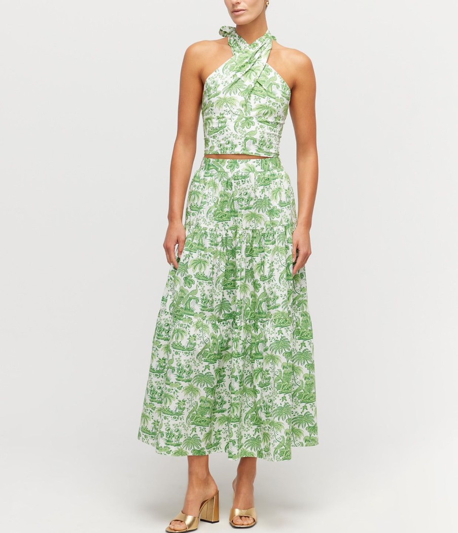 Clothing Staud | Sea Skirt In Clover Toile