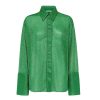 Clothing Oseree | Lumiere Long Sleeve Shirt In Emerald Green