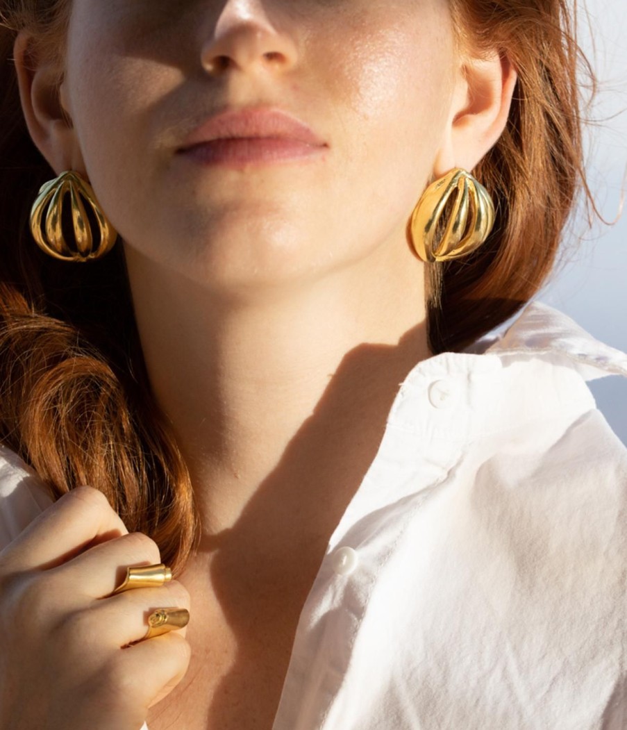 Accessories YSSO | Flower Bud Earrings In Gold