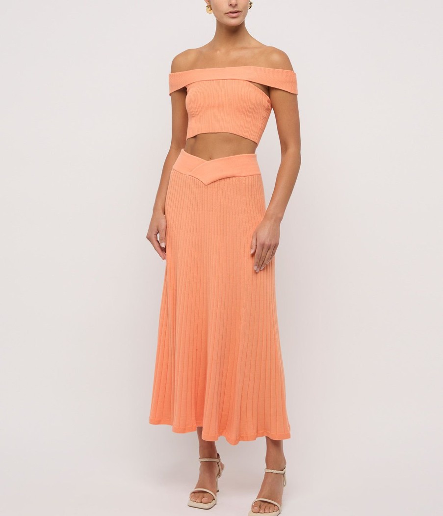 Clothing Anna Quan | Celeste Knitted Skirt In Coral