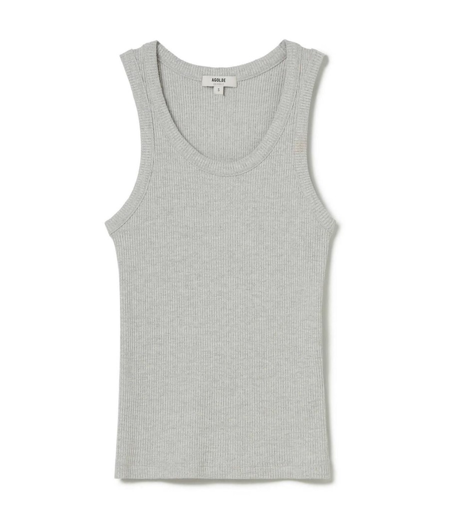 Clothing Agolde | Poppy Scoop Neck Tank In Heather Grey