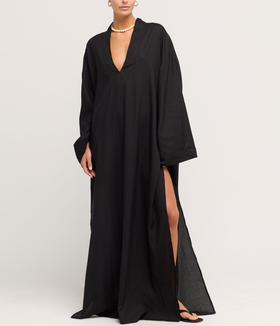 Clothing Solaqua | Ines Kaftan In Noir