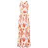 Clothing Palm Noosa | Meridian High Neck Poplin Dress In Coral