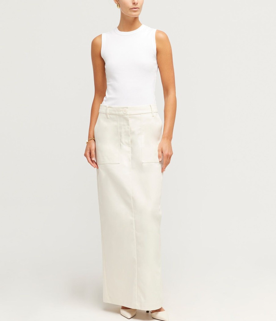 Clothing Friends with Frank | Claudia Cargo Midi Skirt In Ecru