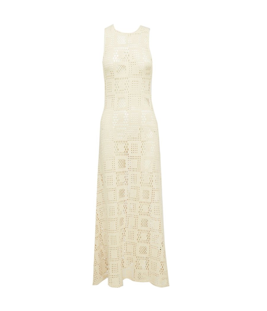 Clothing Albus Lumen | Crochet Highneck Sleeveless Dress In Cube