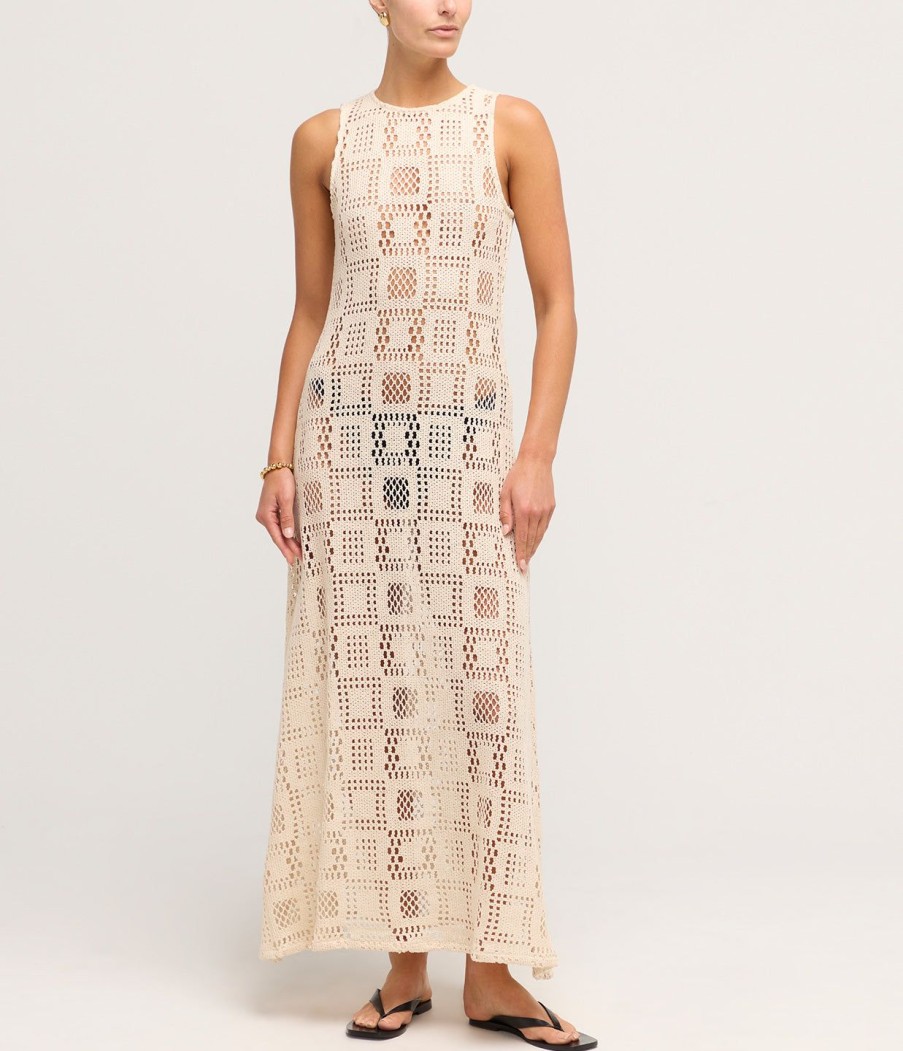 Clothing Albus Lumen | Crochet Highneck Sleeveless Dress In Cube