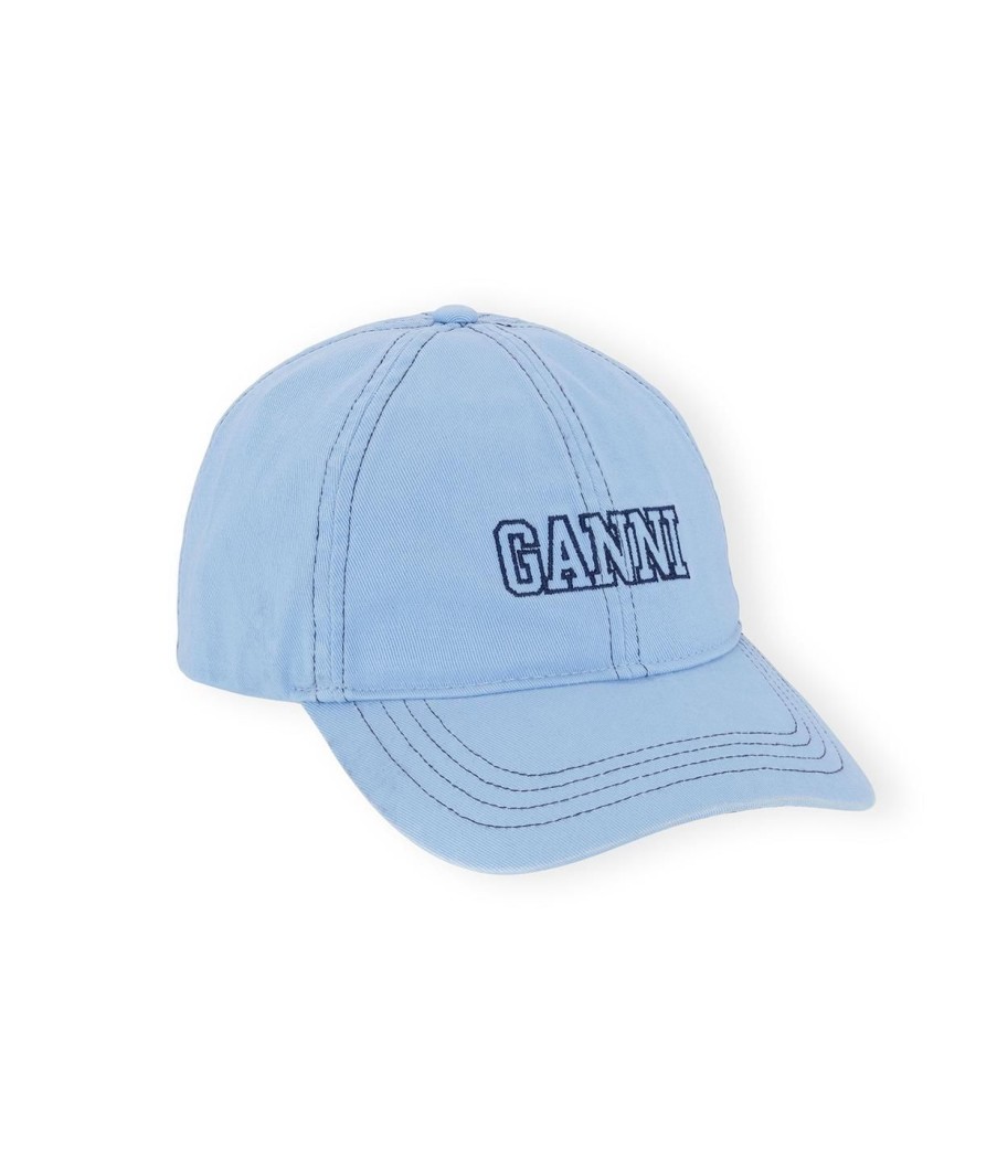 Accessories Ganni | Logo Cap In Silver Lake Blue