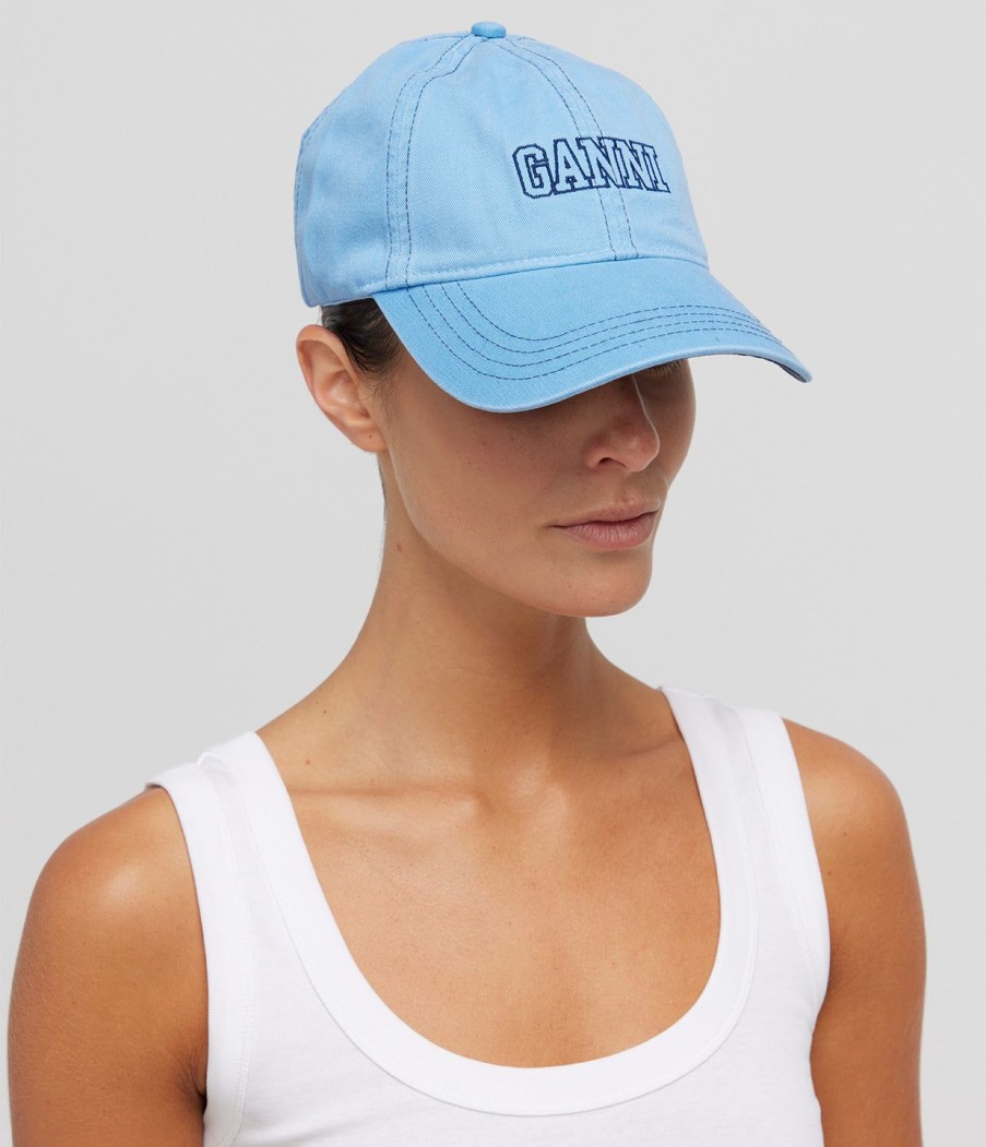 Accessories Ganni | Logo Cap In Silver Lake Blue