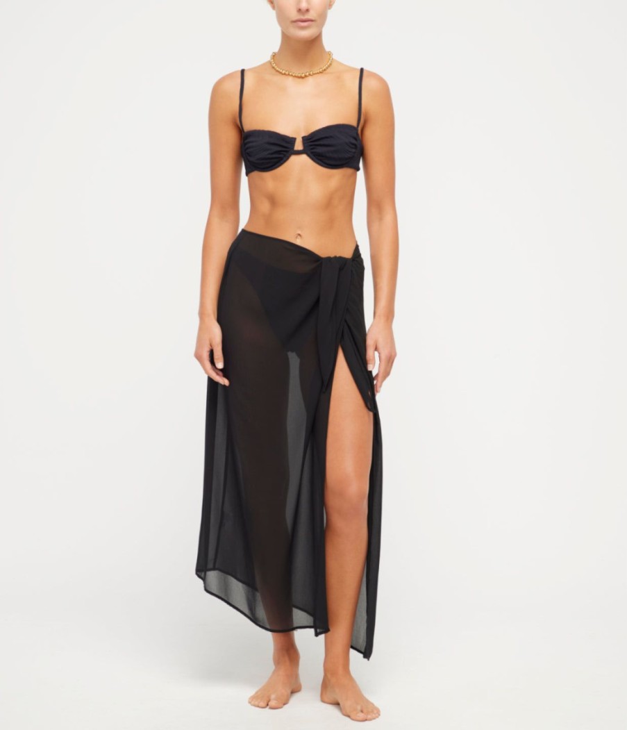 Clothing Anemos | The Wrap Chiffon Midi Skirt Cover Up In Black