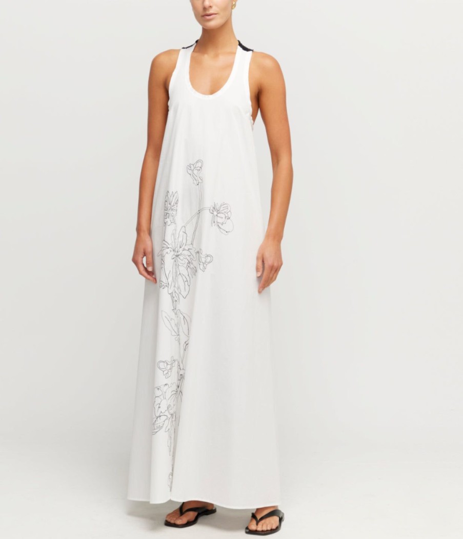 Clothing Lee Mathews | Maggie Scoop Neck Dress In White