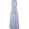 Clothing Borgo De Nor | Paloma Broderie Anglaise Collared Gown In Blue