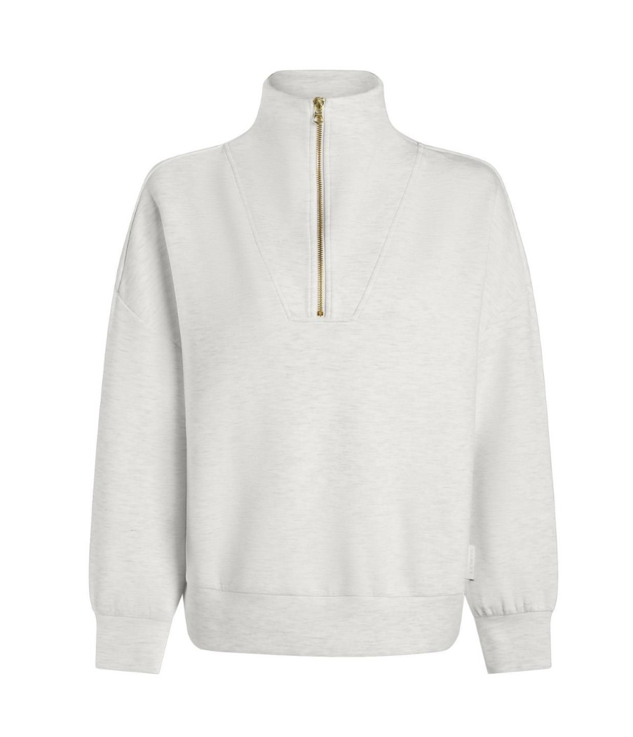 Clothing Varley | Hawley Half Zip Sweatshirt In Ivory Marle