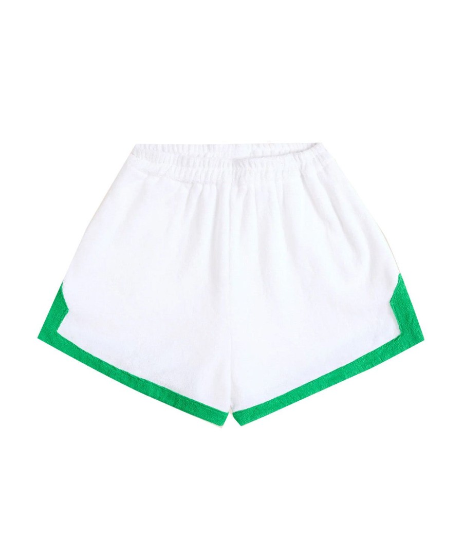 Clothing TERRY. | Estate Towelling Short In Bianco With Verde Trim